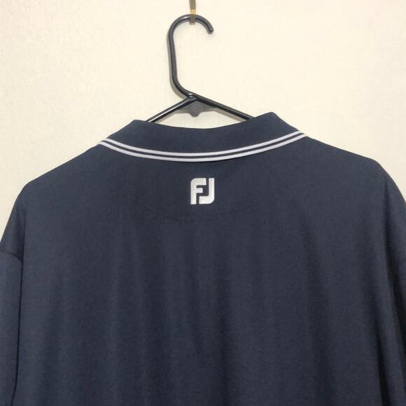 Footjoy Mens Polo Shirt Size Xl Golf Classic Comfort Nautical Navy Blue White - Picture 5 of 7